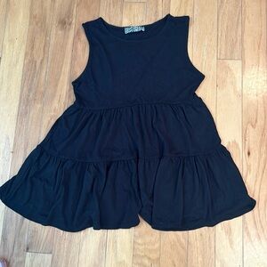Groceries NWOT Black Mini Dress Tunic Cotton USA Made Tank Tiered Medium